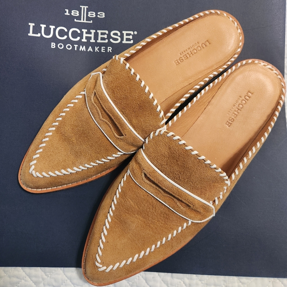 Lucchese Womans Brown Suede Slip-On mules